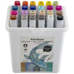 Panduro colour marker brush 24 – twintip-markers med penselspids & skrå spids