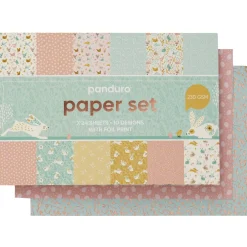 Papirsæt med designark 16,5×11,5 cm, forårstema & forårsfarver, 24 ark, 230 g/m²