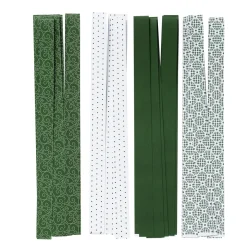Papirstrimler 32 stk. Klassisk grønt og hvidt tema – strimlerne måler 45×1,5 cm