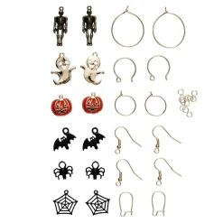 6 par øreringe med 6 par ækle halloweenmotiver