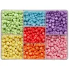 1280 pastelfarvede bogstavperler, A-Z med hvide bogstaver, Ø7 mm