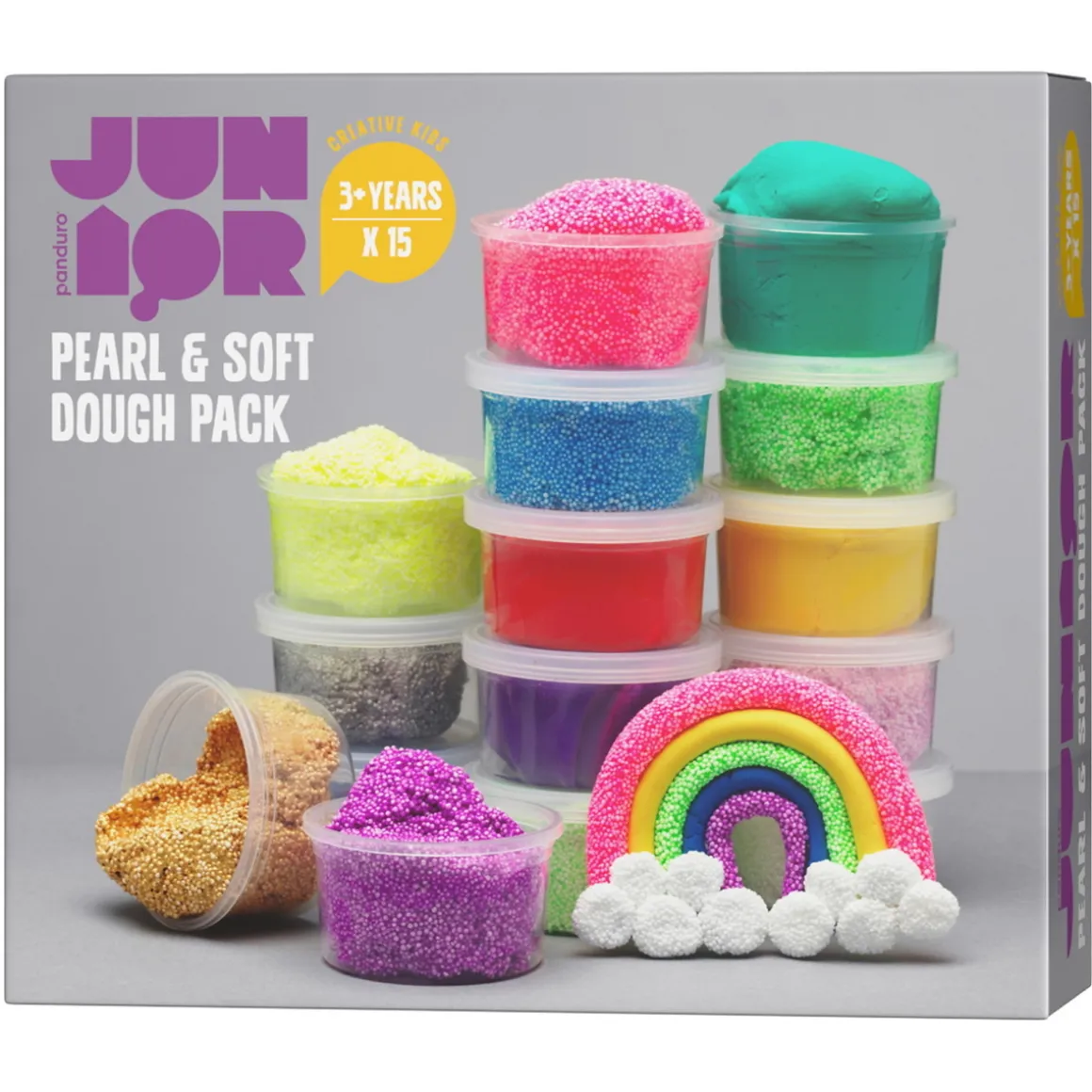 Pearl & Soft Dough Pack – 15 farvestrålende ler à 28 gram