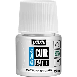 Pebeo Cuir Leather 45 ml læderfarve, farver også PU-læder – Hvid, mat satinfinish