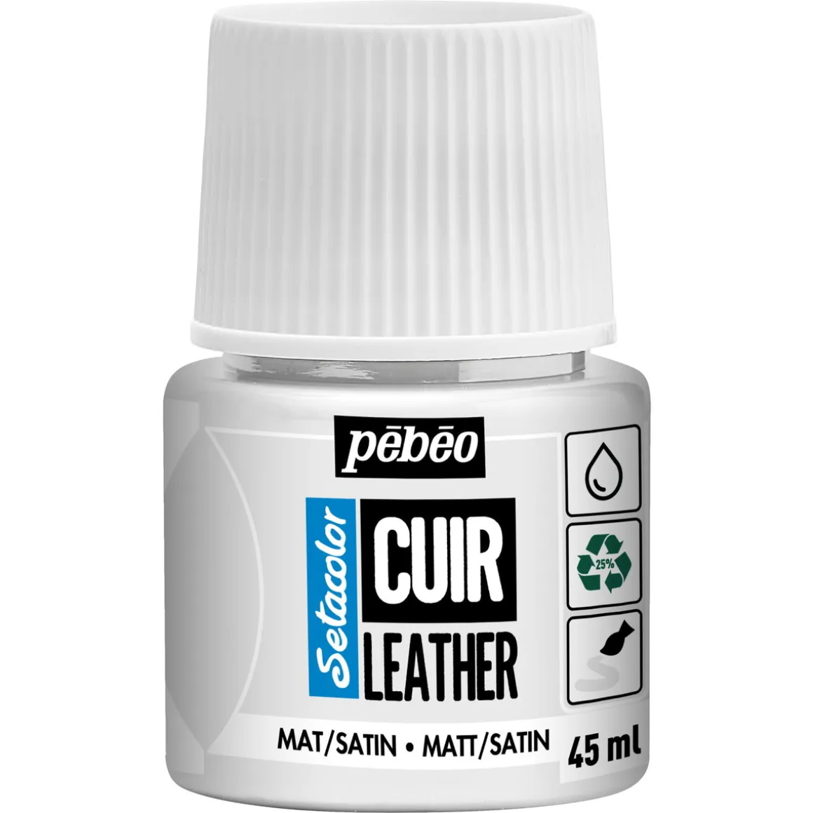 Pebeo Cuir Leather 45 ml læderfarve, farver også PU-læder – Hvid, mat satinfinish