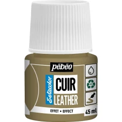 Pebeo Cuir Leather 45 ml læderfarve, farver også PU-læder – Guld, metallic
