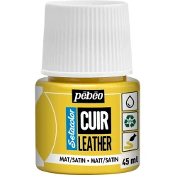 Pebeo Cuir Leather 45 ml læderfarve, farver også PU-læder – Gul, mat satinfinish