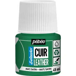 Pebeo Cuir Leather 45 ml læderfarve, farver også PU-læder – Grøn, mat satinfinish
