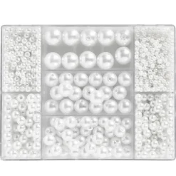 Perlemix akryl Ø3-12 mm hvid