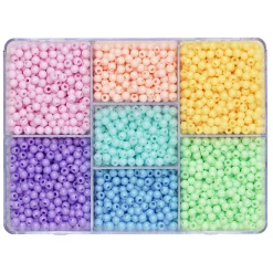 Perlemix med 2850 runde perler i pastelfarver, Ø4 mm