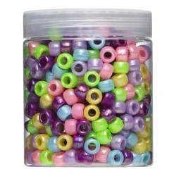 540 perlemorsskinnende pony beads Ø9 mm, runde, fine perler med stort hul