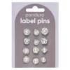 Pins, badges, 12 stk. smukt sølvfarvede og glitrende små mini-brocher Ø10-12 mm