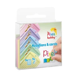 Pixelhobby 5-pak nøgleringsplader og snore i pastelfarver