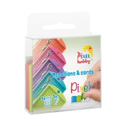 Pixelhobby 5-pak nøgleringsplader og snore i farverige farver
