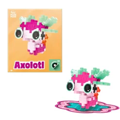 Plus-Plus Pets Adoring Axolotl, kit med 39 brikker, som bliver til en lyserød axolotl!