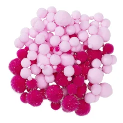Pom Pom mix 150 stk. rosa og hvide – masser af fine lodne pomponer!