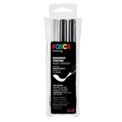 Posca Brush PC-350 3-pak – sort / sort / hvid