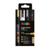 Posca PC-5M 4-pak – sølv / guld / sort / hvid