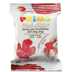 Primo lufttørrende ler med glitter, rød 250 g