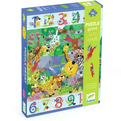 Puslespil 1 to 10 Jungle, matematik + børnepuslespil med 54 brikker, 52×70 cm