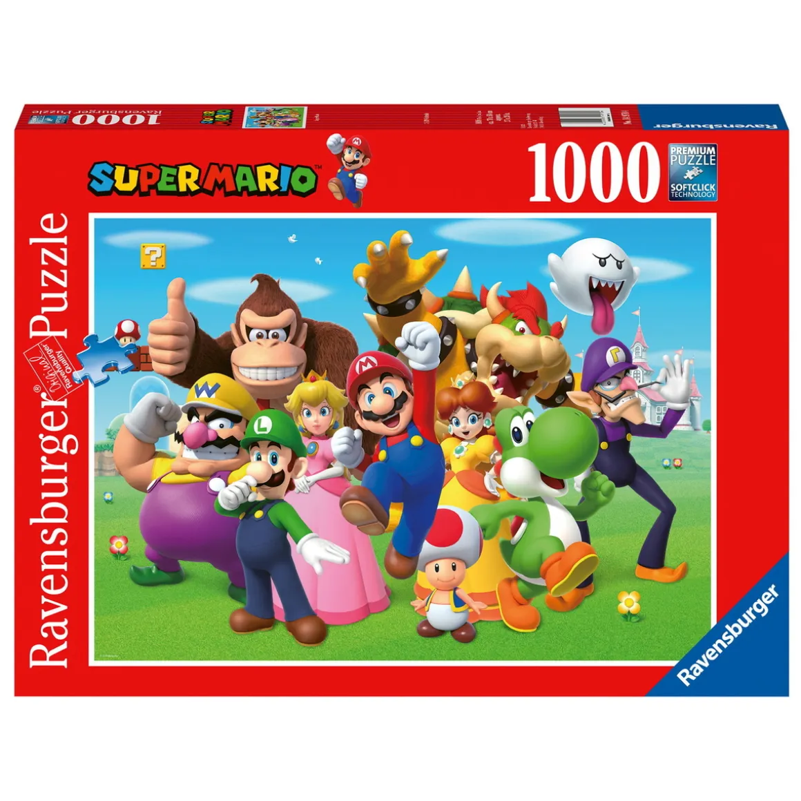 Ravensburger puslespil – Super Mario med venner fra Nintendos skønne verden. 1000 brikker, 70x50 cm.