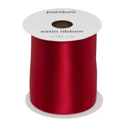 Rødt satinbånd – 73 mm bredt og 5 meter langt