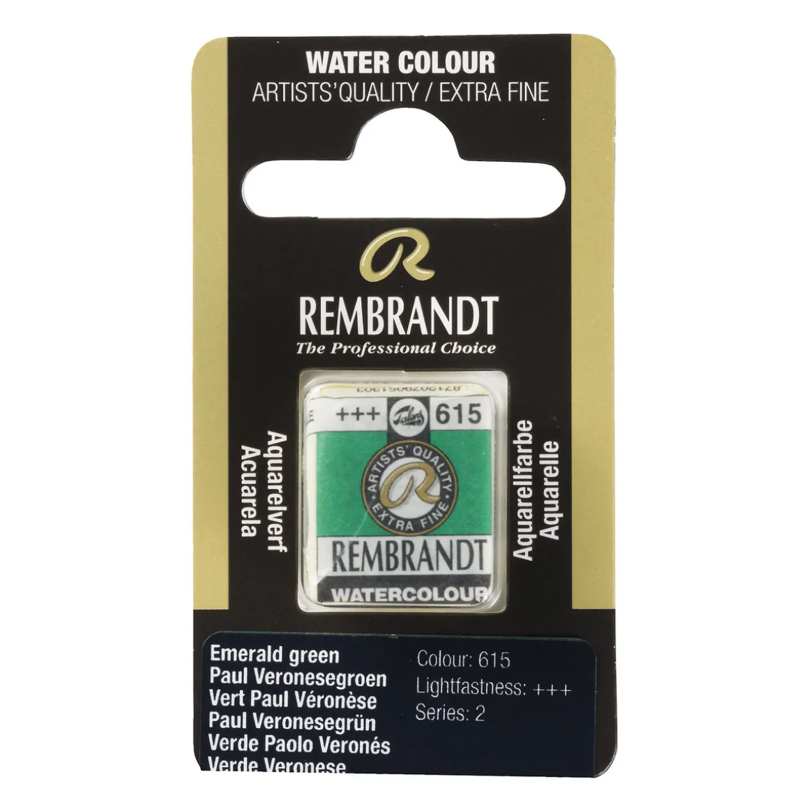 Rembrandt akvarelfarve half pan – Emerald Green 615