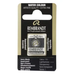 Rembrandt akvarelfarve half pan – Ivory Black 701
