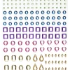 Rhinestone stickers forme pastel – 304 forskelligt formede perlestickers. L 2-12 mm