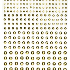 Rhinestone stickers guldmetallic – 496 gyldne perlestickers. Ø3, 4, 5, 6 mm