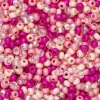 Rocaillesperle 9/0 mix rosa, cerise og glas, 30 gram glasperler a Ø2,4-2,8 mm
