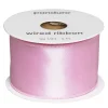 Rosa satinbånd med metalkant – 38 mm bredt og 5 meter langt