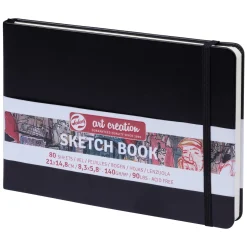 Royal Talens Art Creation Sketch skitsebog 21x14,8 cm, sort omslag – 140 g/m², 80 ark