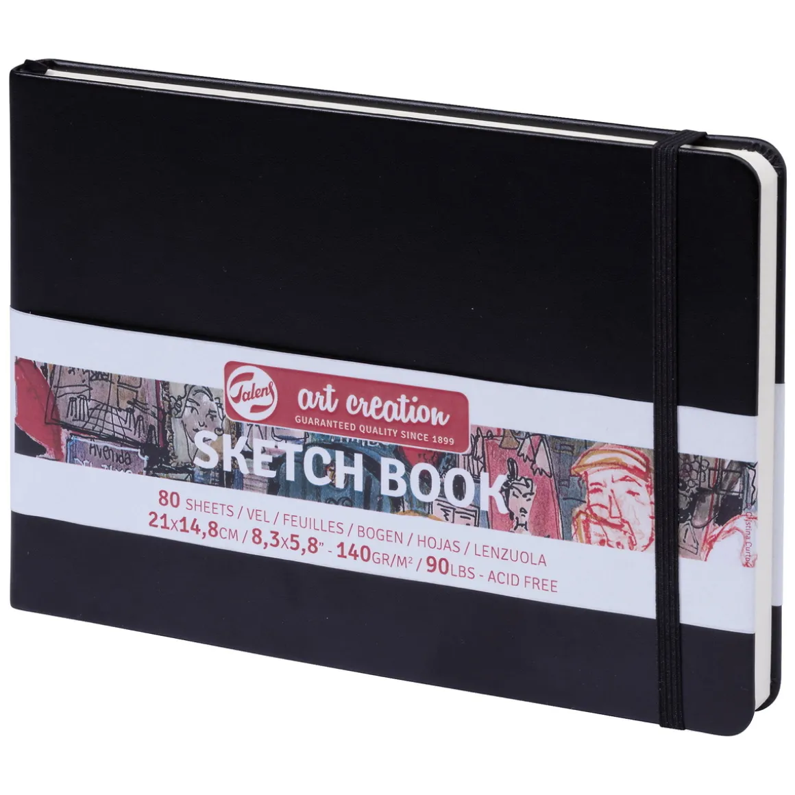 Royal Talens Art Creation Sketch skitsebog 21x14,8 cm, sort omslag – 140 g/m², 80 ark