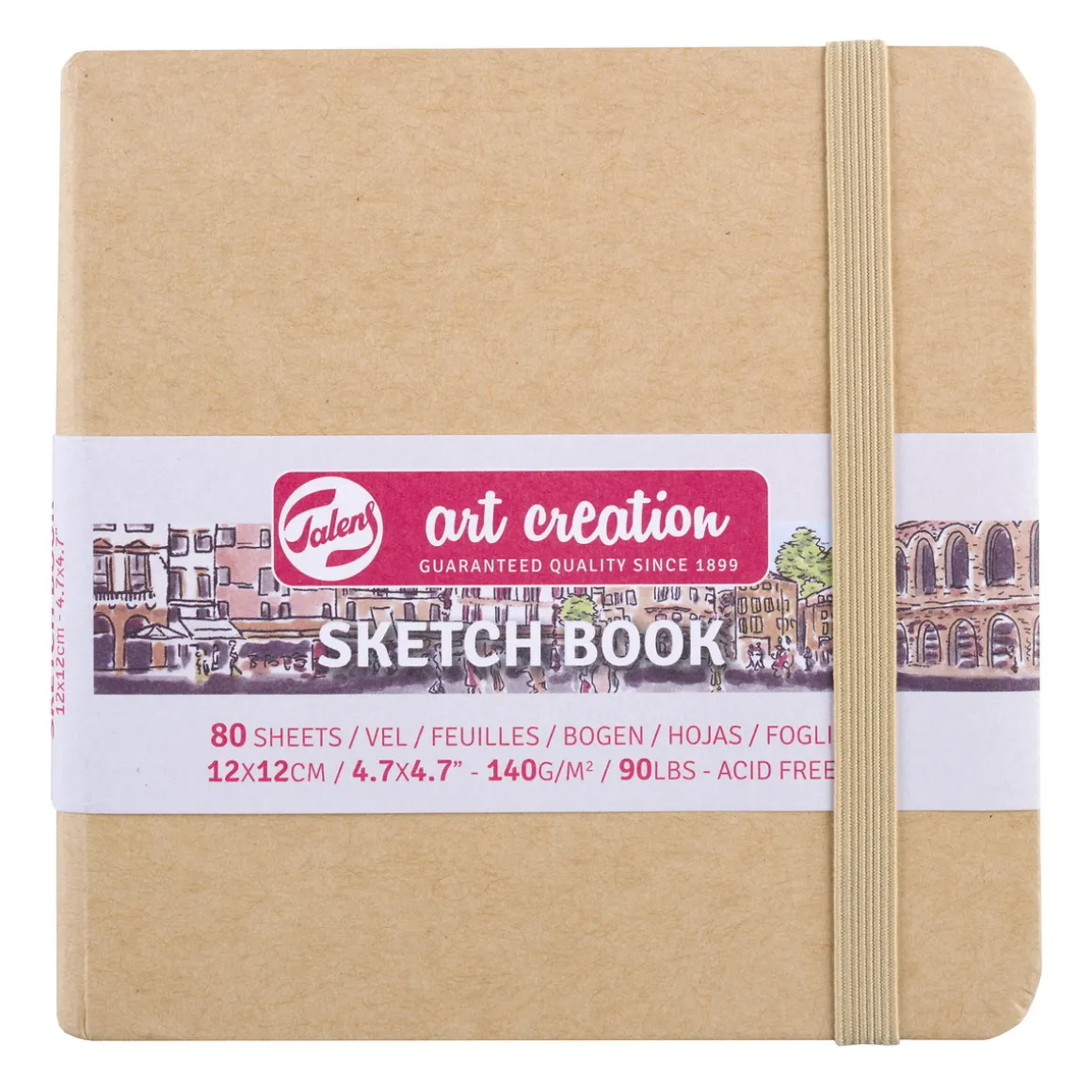 Royal Talens Art Creation Sketch skitsebog 12x12 cm, naturfarvet omslag – 140 g/m², 80 ark
