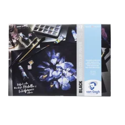 Royal Talens van Gogh Watercolour Paper Pad Noir – A4-akvarelblok med 12 sorte ark / 360 GSM
