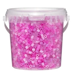 Rørperler Midi 4000 stk. i rosa mix + rosa, transparente glitterperler, Ø5 mm