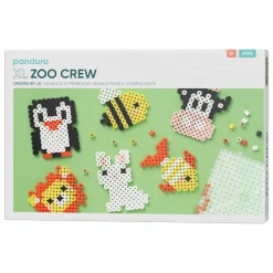 Rørperler XL kit Zoo Crew, lav søde dyr med perler! 630 store XL-perler à Ø9 mm + 1 perleplade