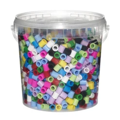 Rørperler XL 1400 stk. – en spand med store perler a Ø9 mm i basis- og pastelfarver