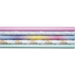 5 ruller gavepapir à 2 m × 57 cm – pastelfarver, balloner, skumfiduser!
