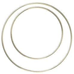 Runde, cirkelformede metalstel, guldfarvede. 2 stk. Ø15/Ø20 cm