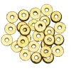 27 runde, flade, guldfarvede perler af metal – Ø 6 mm, 2 mm tykkelse