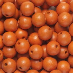 Runde træperler Ø10 mm, cirka 100 stk. orange