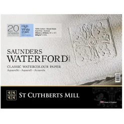 Saunders Waterford High White hellimet akvarelblok GF, CP – 41×31 cm, 20 ark, 300 g/m²