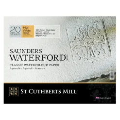 Saunders Waterford High White hellimet akvarelblok GT – 41×31 cm, 20 ark, 300 g/m²