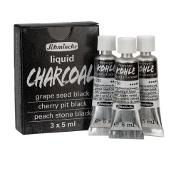 Schmincke Liquid Charcoal, tegnekul på tube, 3×5 ml – perfekt teststørrelse!