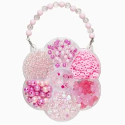 490 søde og varierende perler i rosa tema – i en fin, lille perletaske