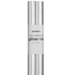 Selvklæbende glitterpapir sølv, 2 ruller a 25×100 cm