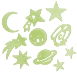 Selvlysende glow in the dark-figurer, 25 stk. rumtema + 24 limpuder