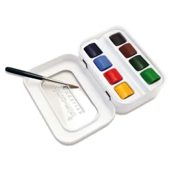 Sennelier Aqua-Mini – lille og smart akvarelsæt med 8 halve kopper + pensel