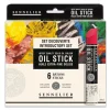 Sennelier Startsæt Oil Sticks – 6 store kridt af oliefarve a 13 cm, Ø20 mm